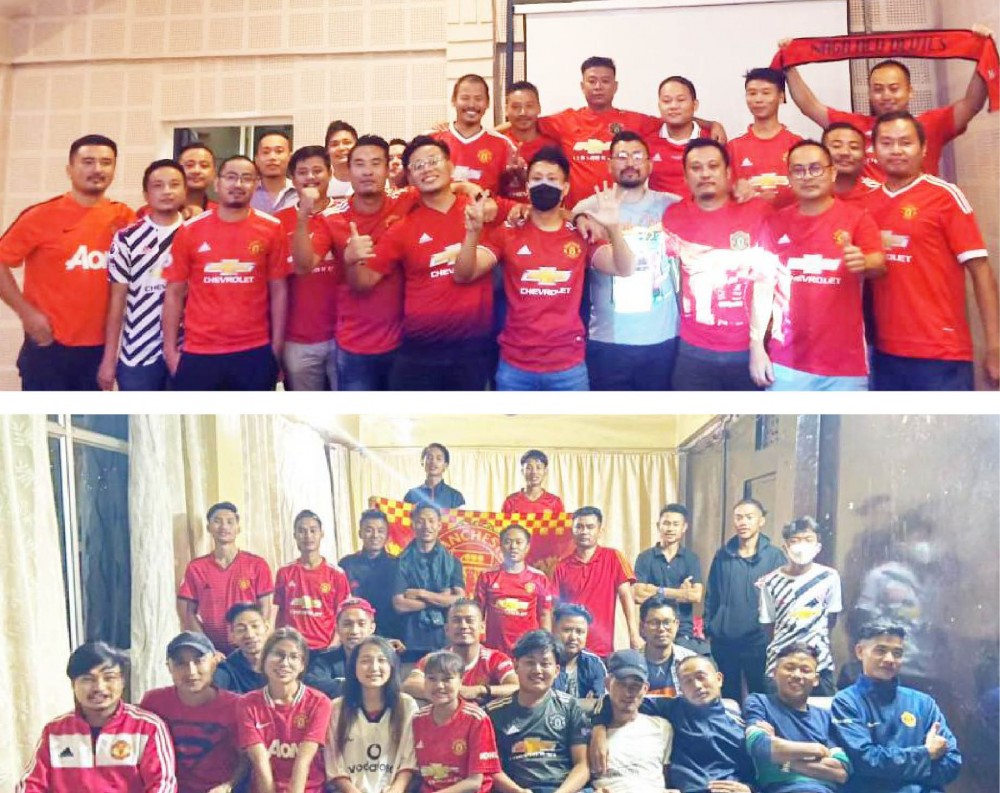 A section of the Manchester United fans in Dimapur (Top) and Tuensang (Bottom) who attended the live match screening organized by the N-MUSC on September 11. Screenings were organized in Dimapur, Kohima and Tuensang to celebrate Cristiano Ronaldo’s return to the Premier League. (Morung Photo)